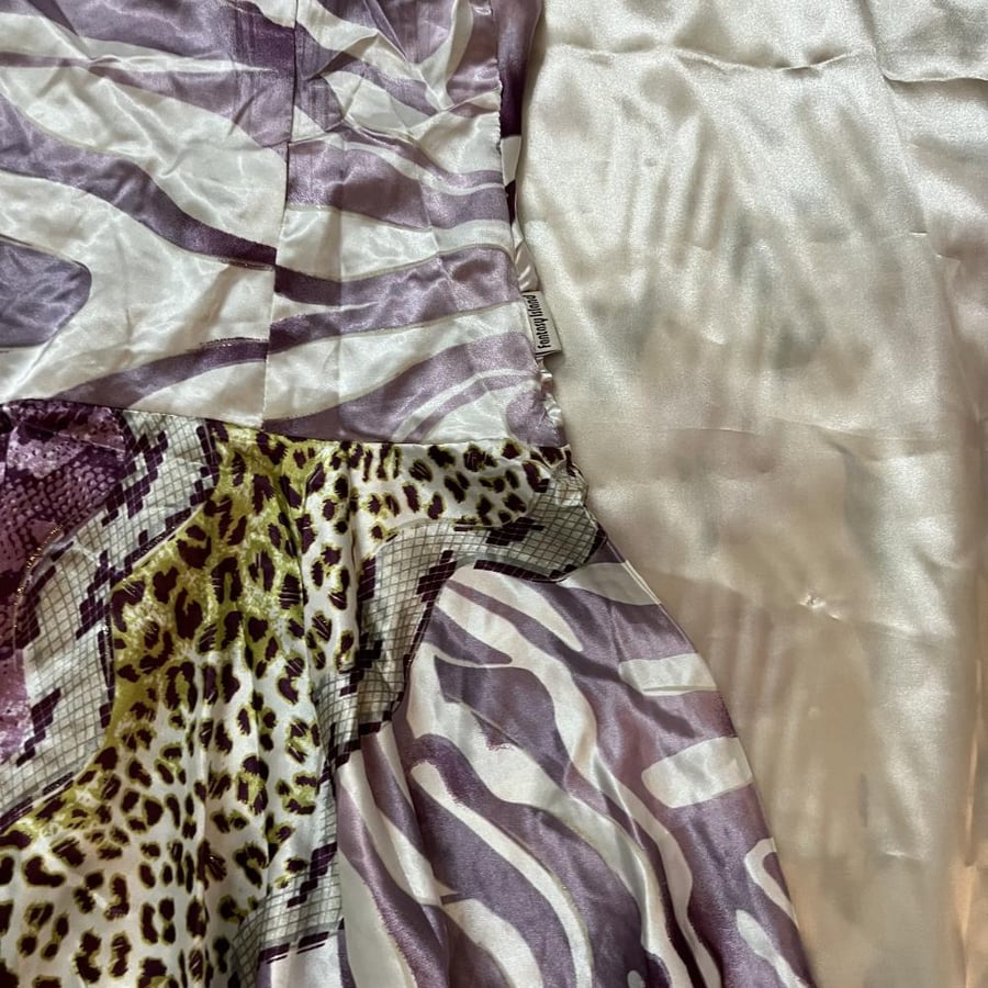 Purple Animal Print Halter Mini Dress - Size M