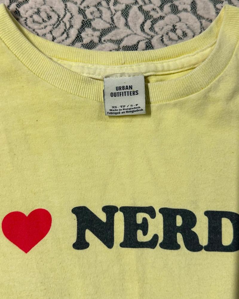 Urban Outfitters Yellow "I ️ NERDS" Graphic T-Shirt — Size XS