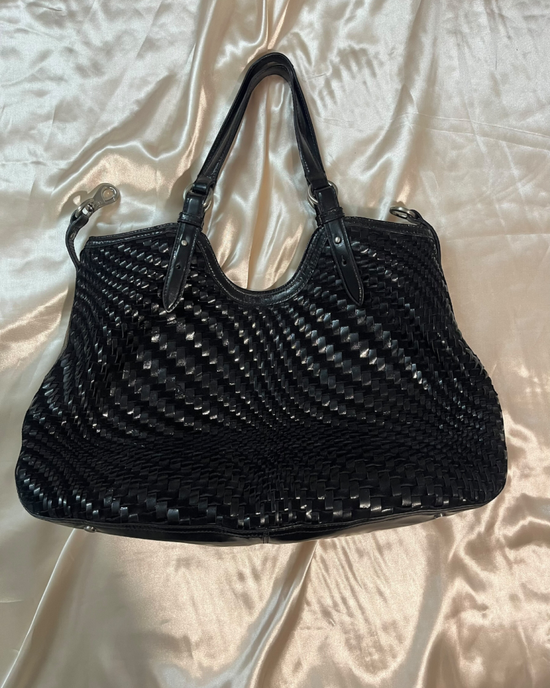 Cole Haan Black Woven Leather Shoulder Bag