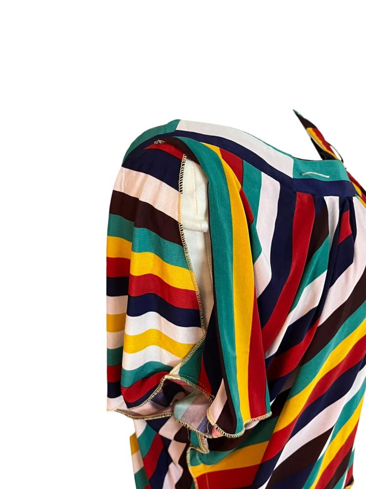 Balkess Fashion Multicolor Striped Top with Charm Detail - Size 2 -M