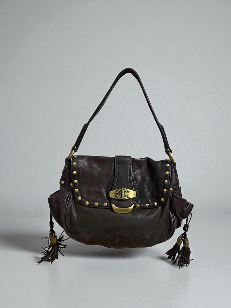 Just cavali brown leather handbag