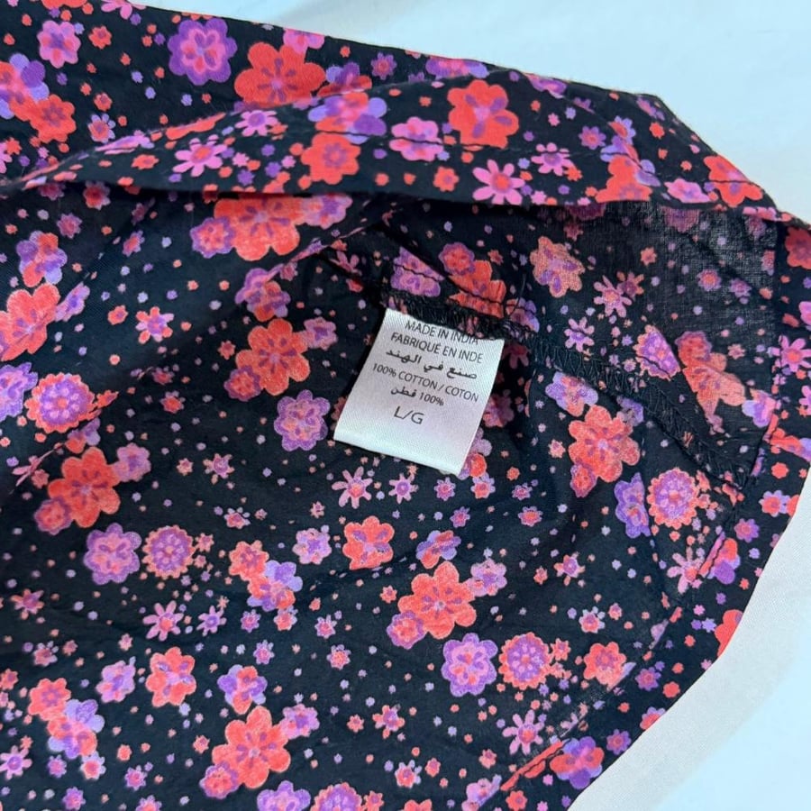 La Vie en Rose Black Floral Print Cami Top - Size L