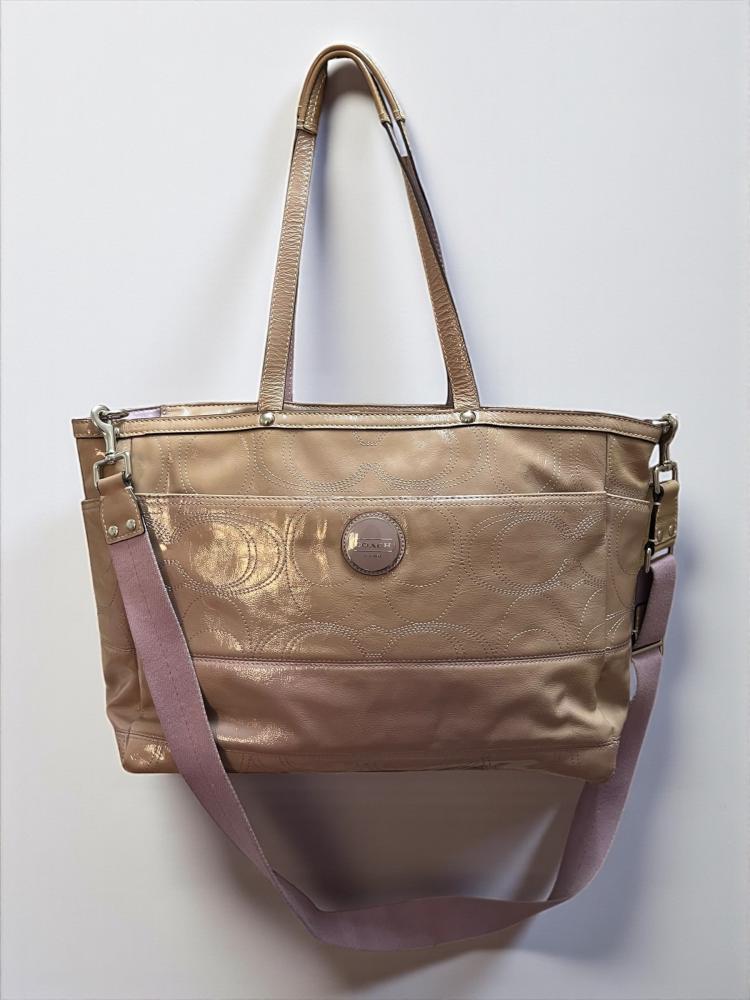 Coach Beige and purple tote bag