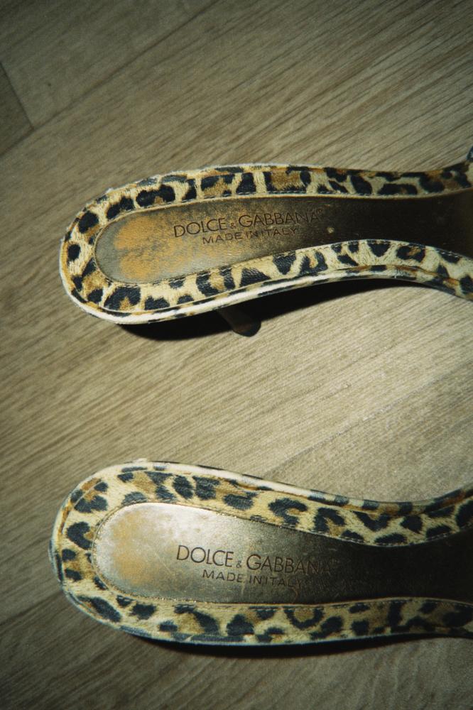 Dolce & Gabbana Denim & Leopard Print Kitten Heel Sandals size 39