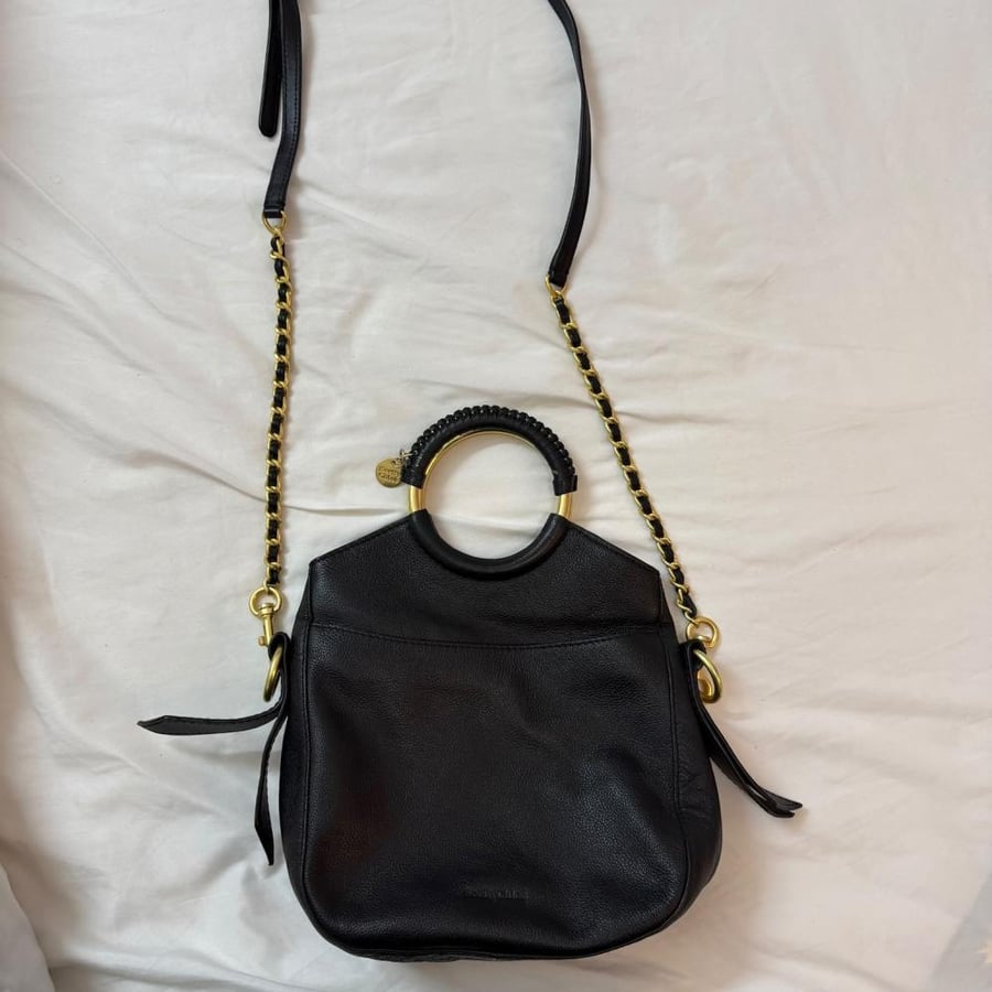 See By Chloé Black Leather Ring Handle Bucket Bag