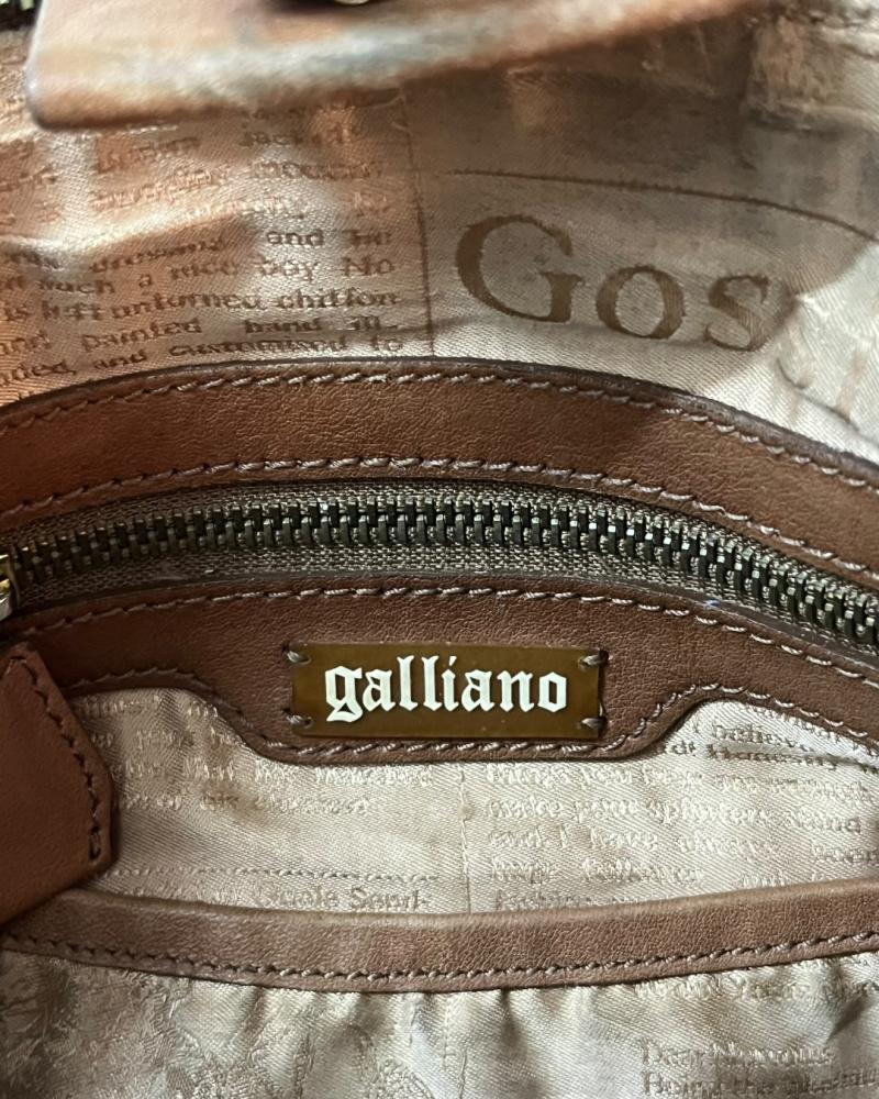Galliano Tan / Light Brown Leather Graffiti Heart Lock Shoulder Ba