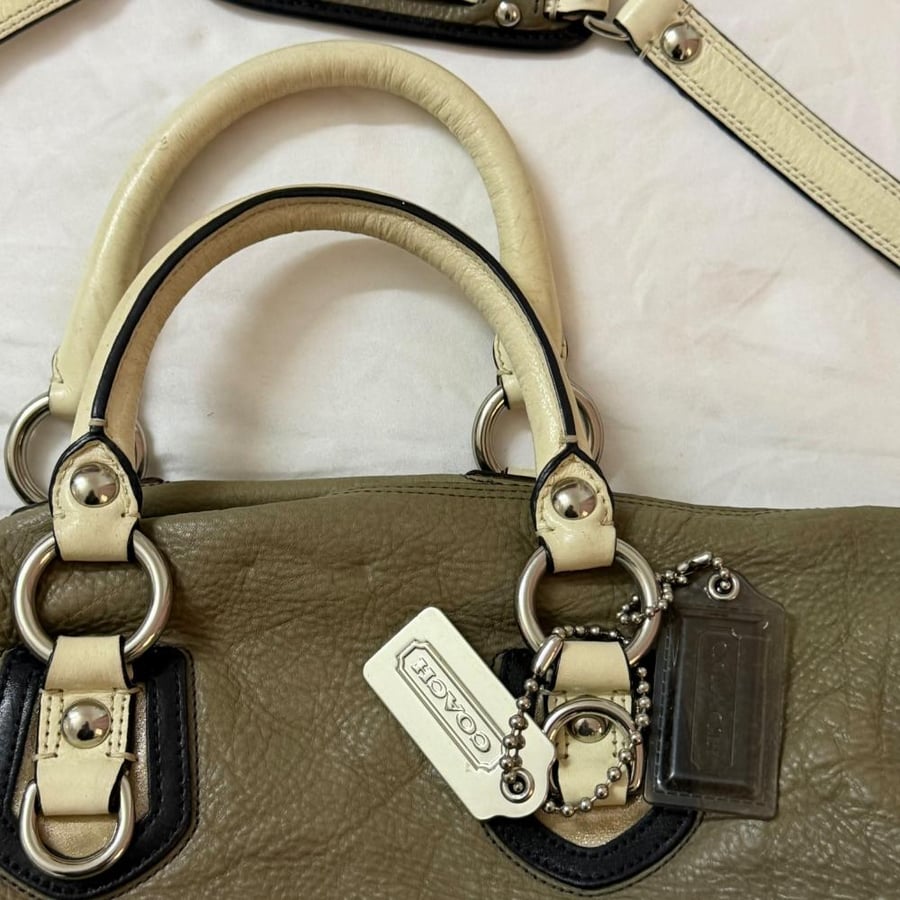 Coach Olive Green Leather Satchel Bag Details