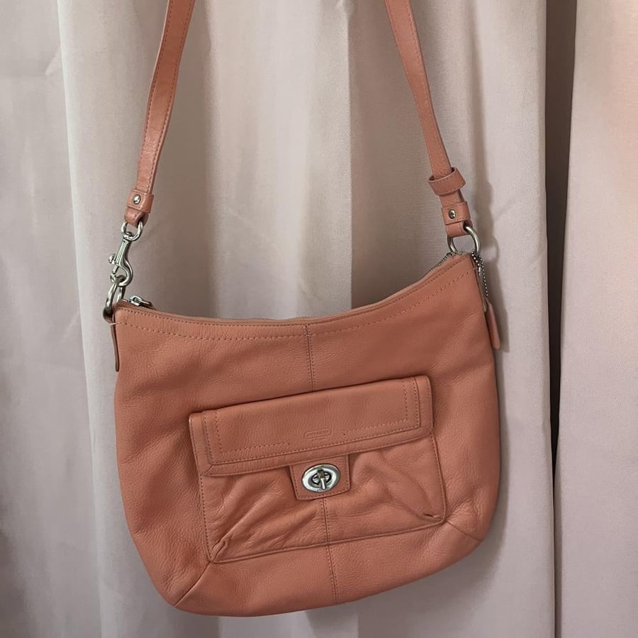 Coach Coral Leather Crossbody Bag with Front Pocket