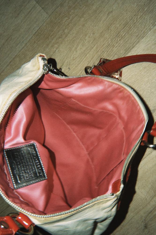 Coach Poppy Off-White Signature Canvas Heart Tote Bag