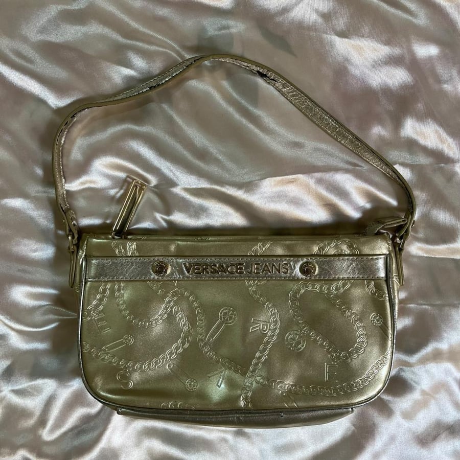 Versace Jeans Metallic Gold Monogram Shoulder Ba