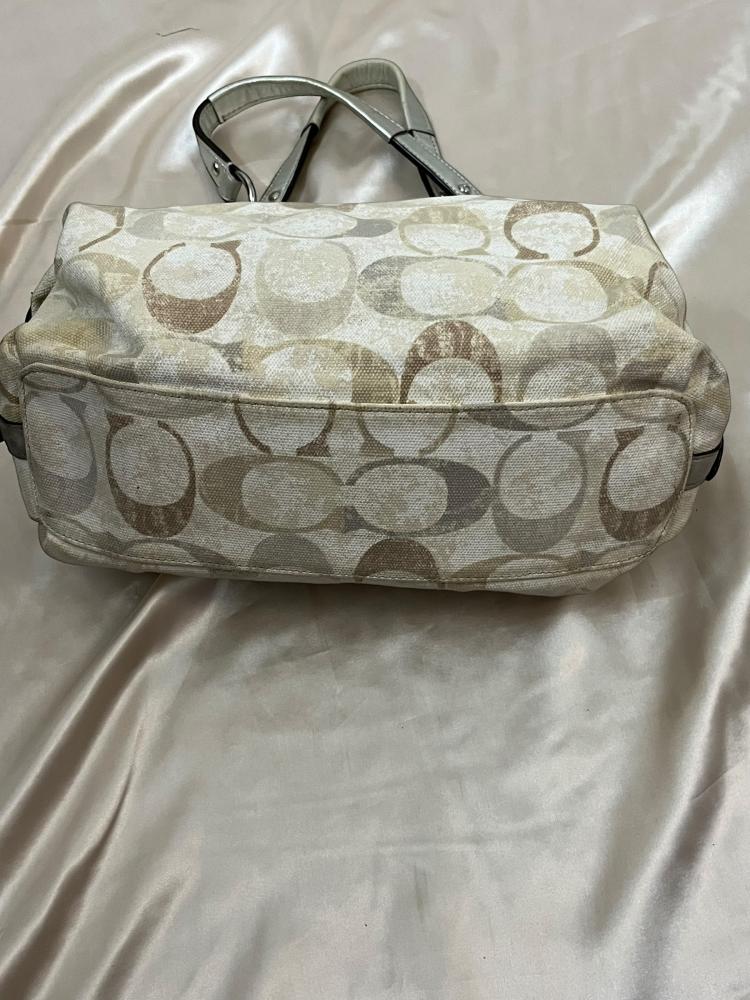 Coach Beige Signature Sequin Shoulder Bag