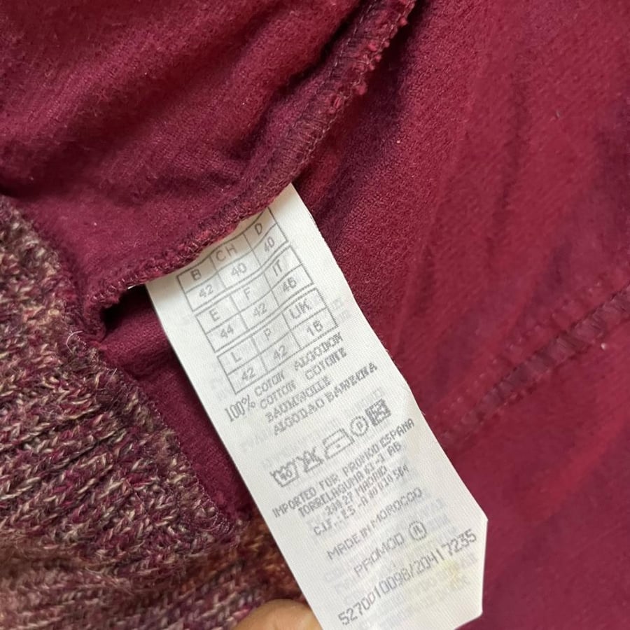 Promod Burgundy Corduroy Jacket with Knit Collar - Size L (EUR 42 / UK 16/M)
