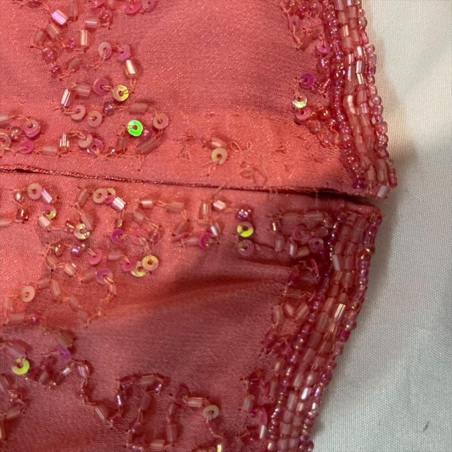 Aftershock Coral Pink Floral Beaded Strapless Bustier Top - size  xL
