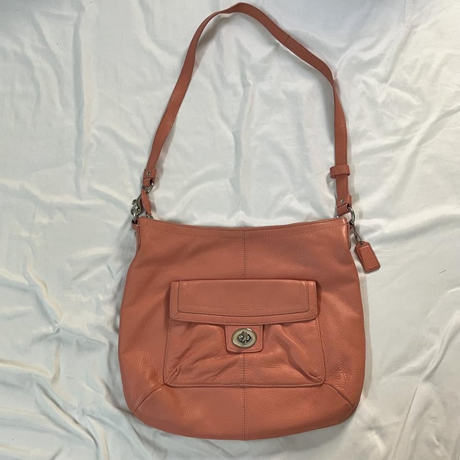 Coach Coral Leather Crossbody Bag with Front Pocket