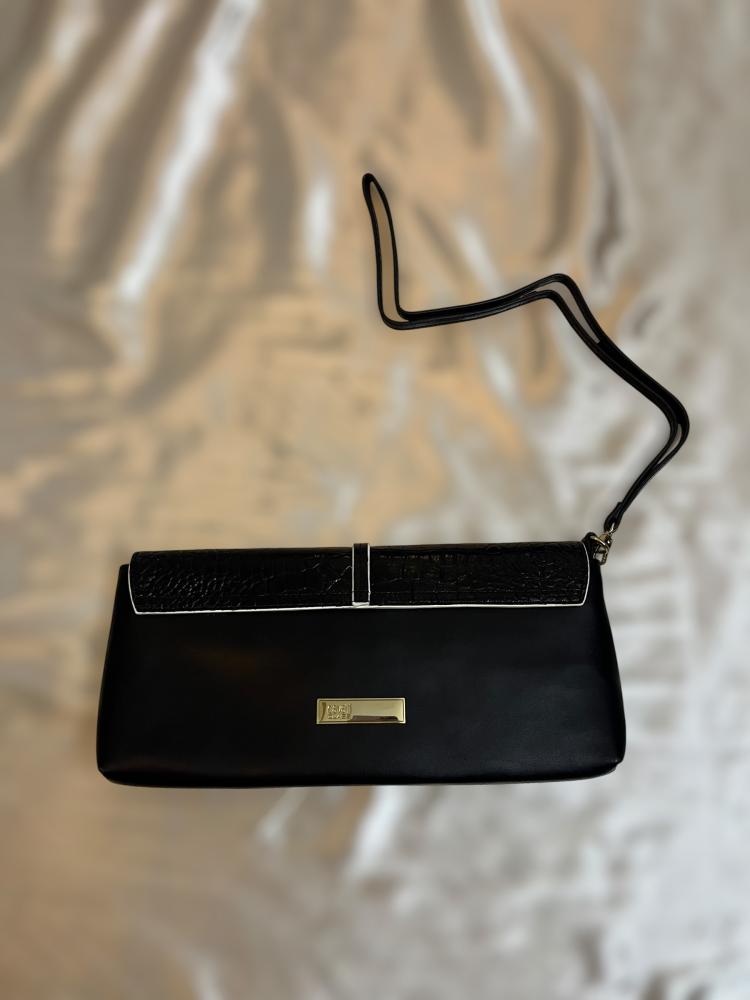 Cavali black Croc-Embossed Leather Clutch Bag