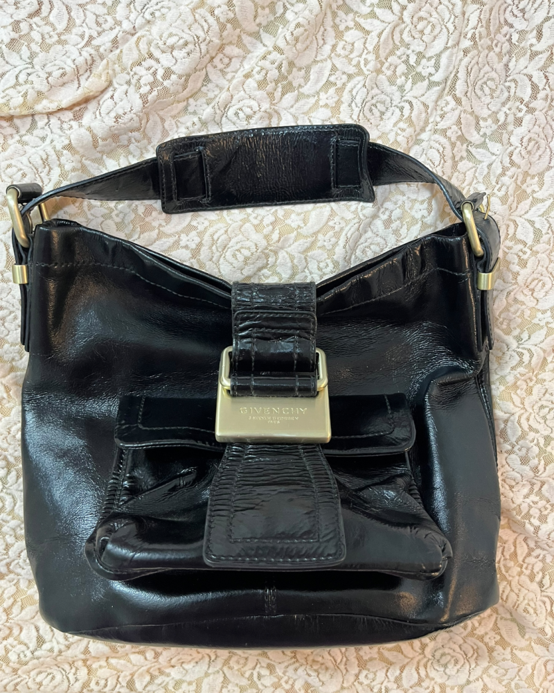 Givenchy Black Crinkled Leather Pocket Bag