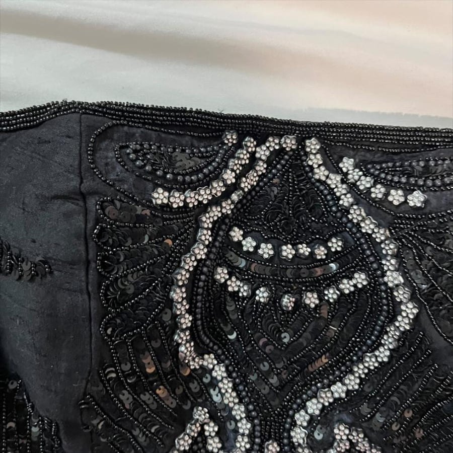 Aftershock Black Beaded Strapless Bustier Top - Size L