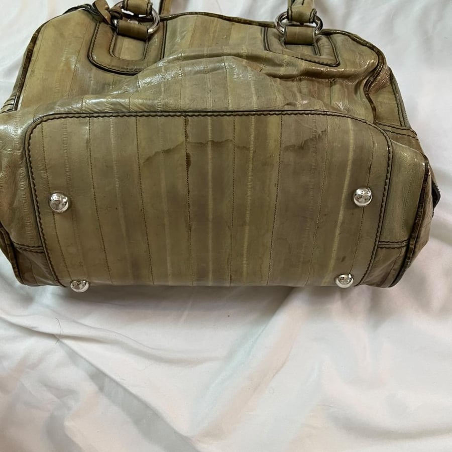 D&G Olive Green Eel Skin Leather Satchel Bag