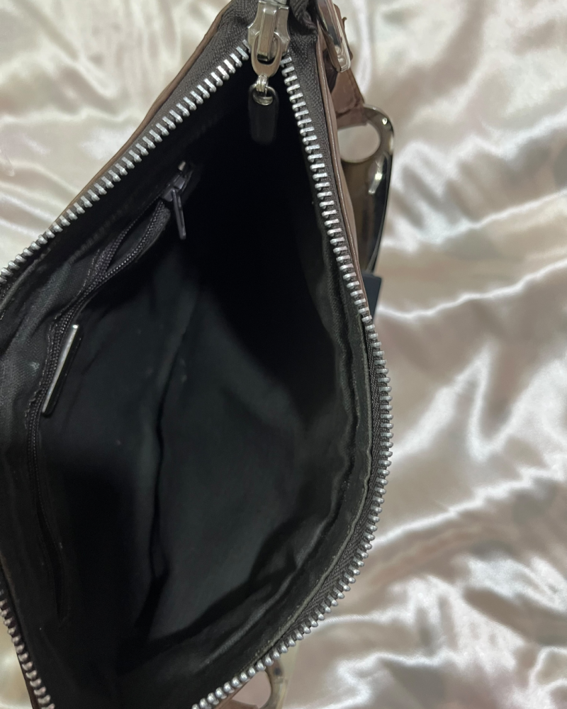 Maria Pino Olive Green Calf Hair & Leather Studded Shoulder Bag —