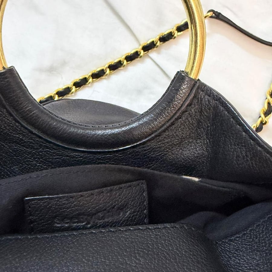 See By Chloé Black Leather Ring Handle Bucket Bag