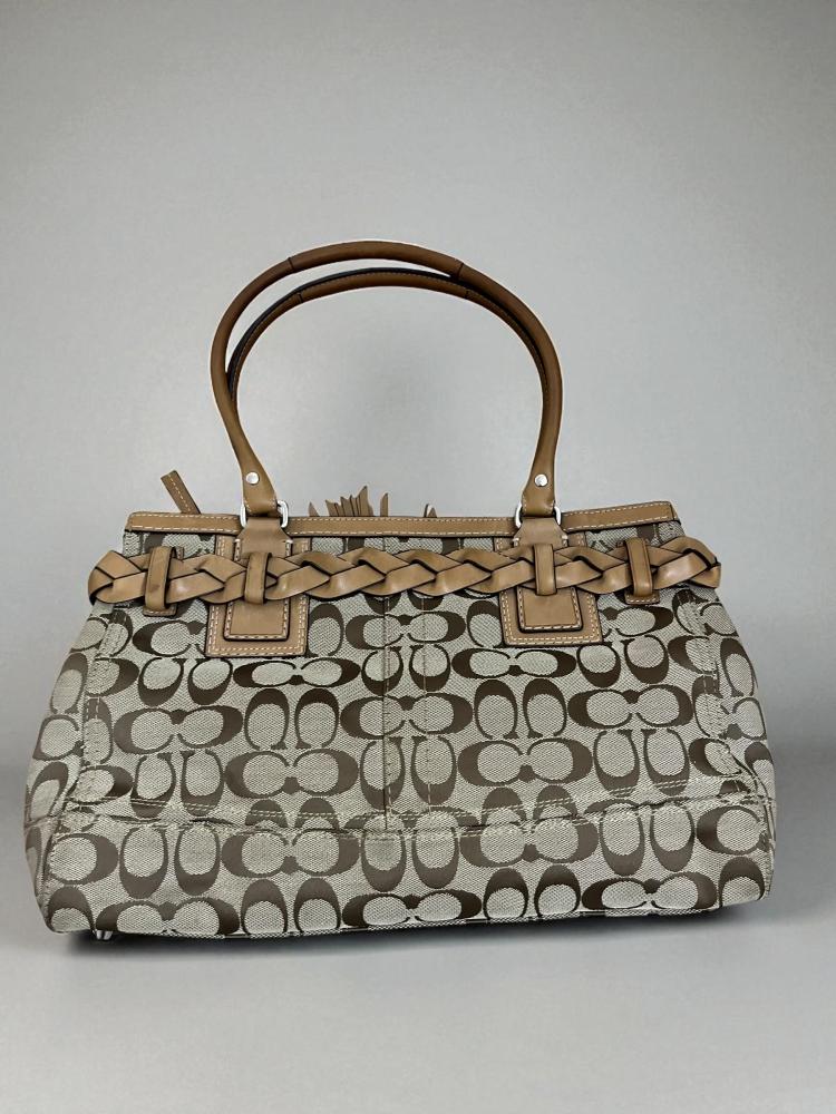 COACH C Signature Canvas Leather Hampton Shoulder Tote Bag A0932-F13065