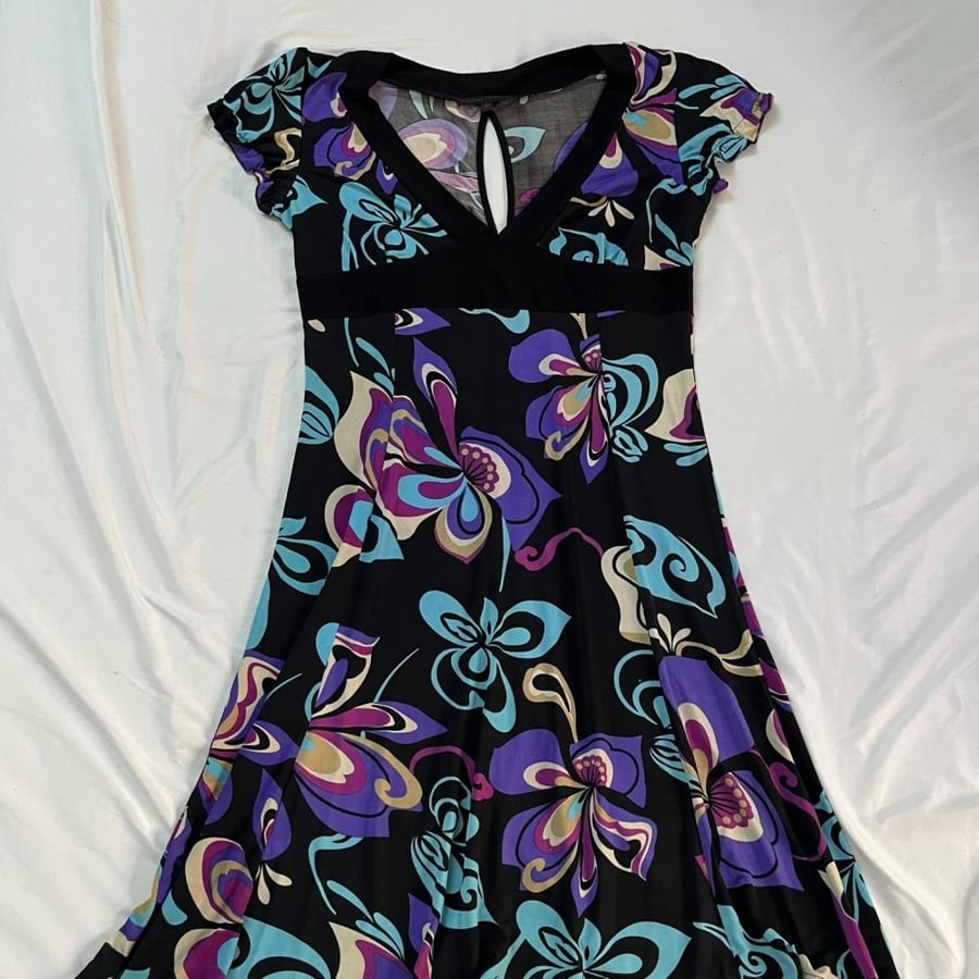 Sandro Ferrone Floral Print Short Sleeve Mini Dress - Size 48 -L