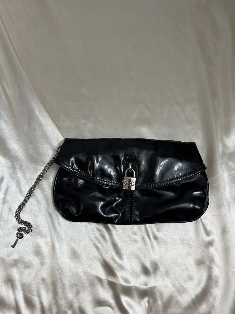 Dolce & Gabbana Black Patent Clutch Bag