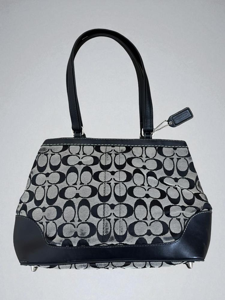 Coach Signature Canvas Leather Handbag 6830 Grey