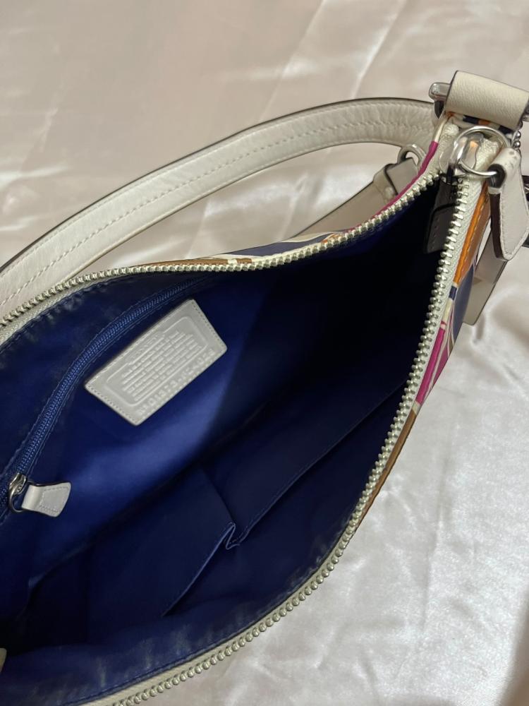Coach White and Multi-Color Logo Shoulder Bag