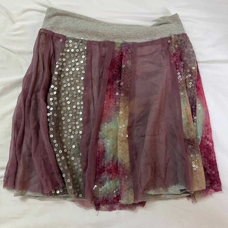 Cyberg Wear Purple Chiffon and Sequin Layered Skirt - Size M