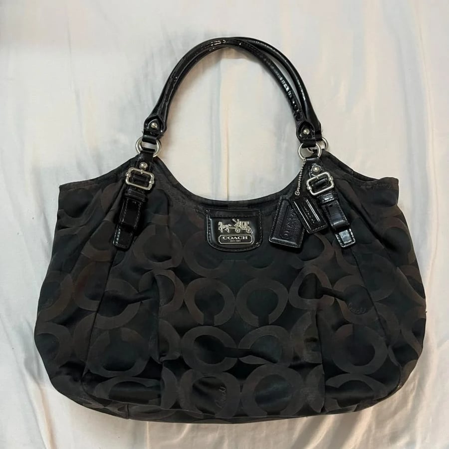 Coach Black Monogram Canvas Shoulder Bag