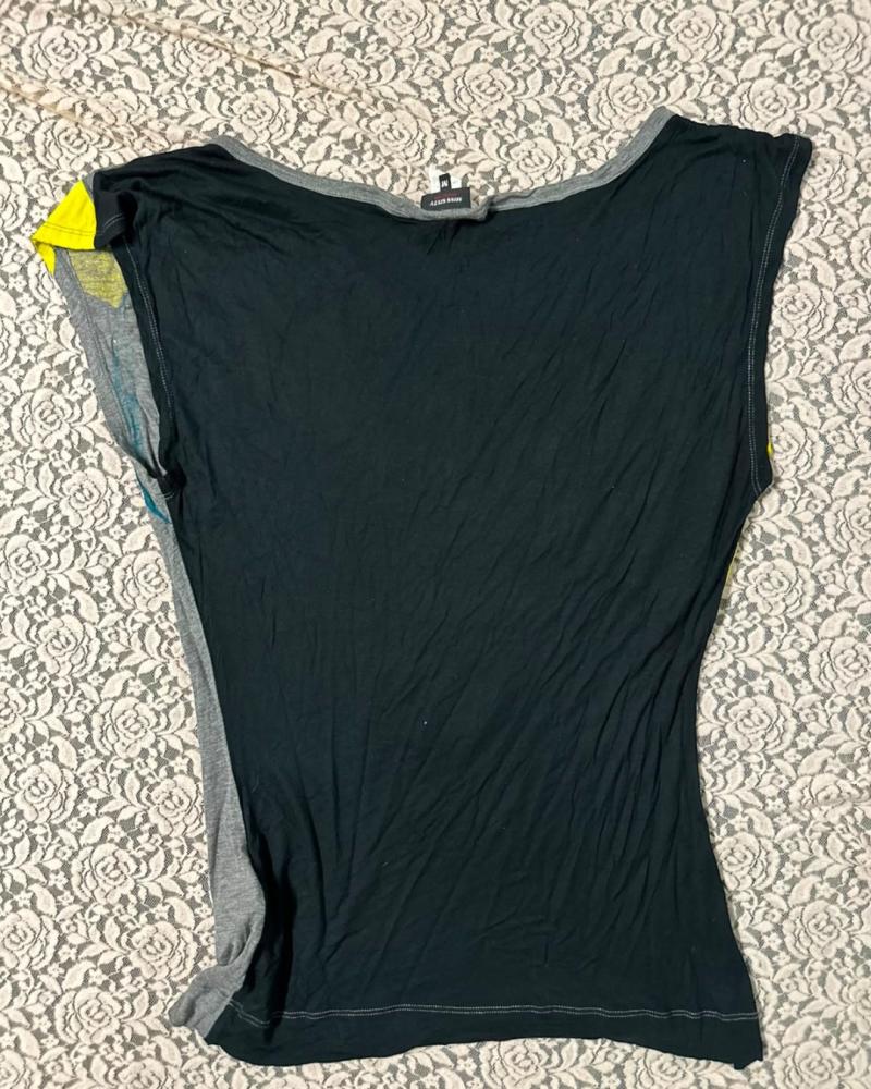 Miss Sixty Grey Graphic Print Cut-Out Sleeveless Top - Size M