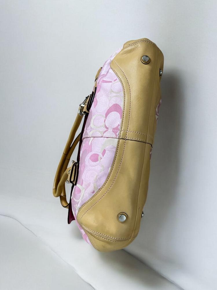 Coach Pink Signature Stripe Satchel