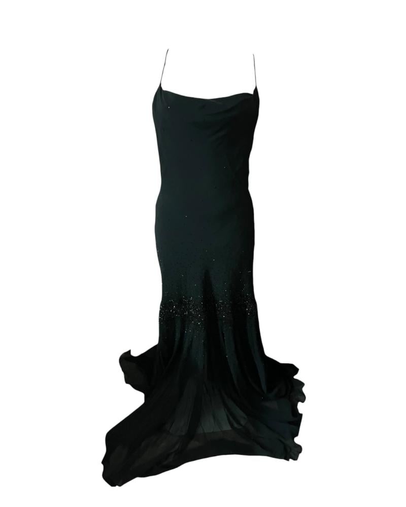 /Pinia Collection (B.D) Black Sequined Spaghetti Strap Evening Dress - Size  M
