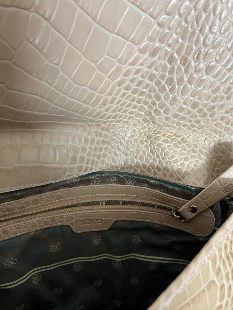 Kenzo Beige Crocodile Leather Bag