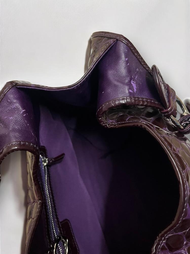 Dior Purple Croc Embossed Patent Leather 61 Tote