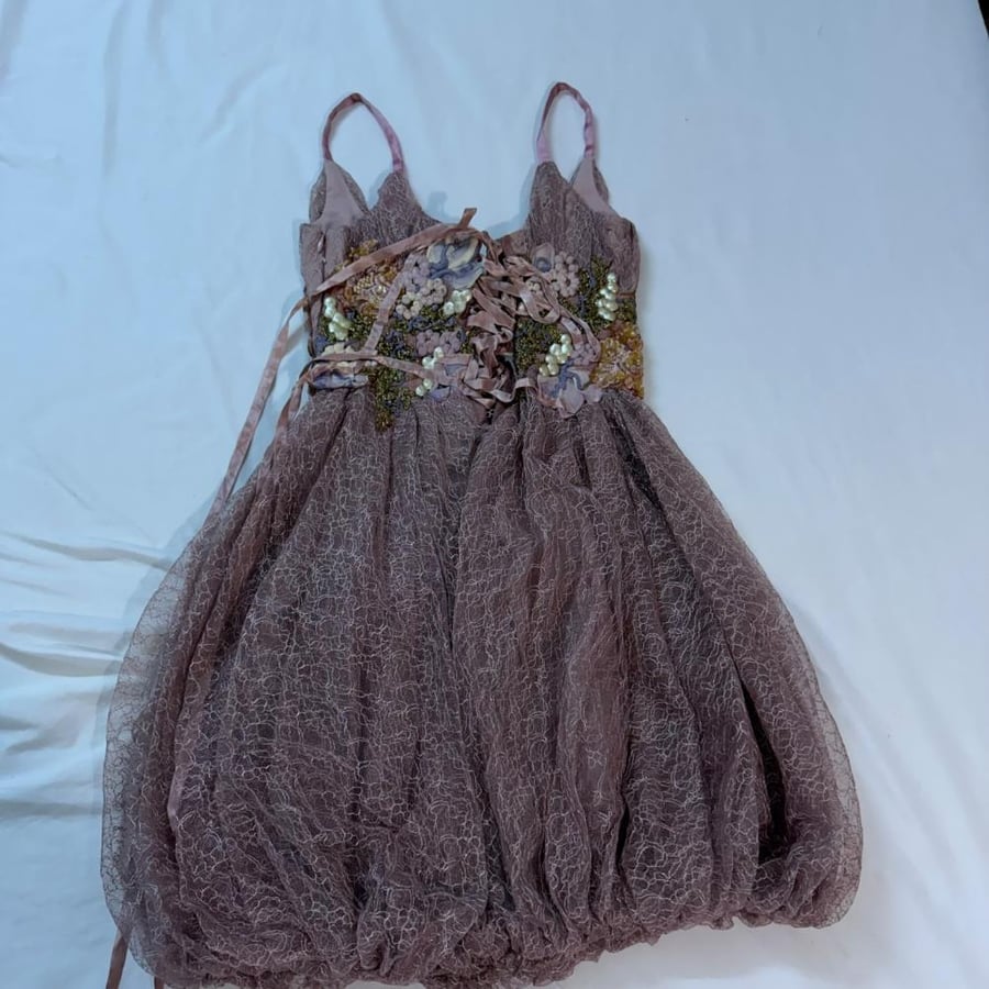Eva Savahl Orchid Pink Embellished Bubble Hem Mini Dress - Size M-L