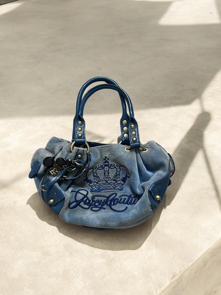 ‏Juicy Couture Blue Blinged Crown Fluffy Bag  “very rare edition “