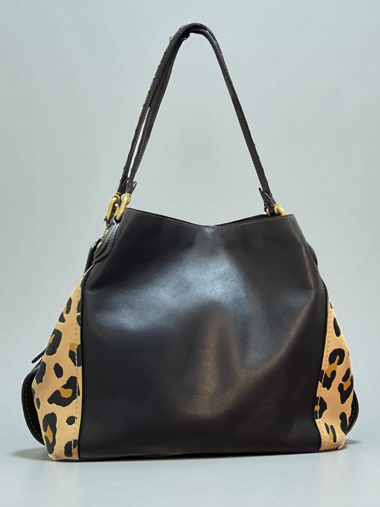 Coach Black & Leopard Print Handbag