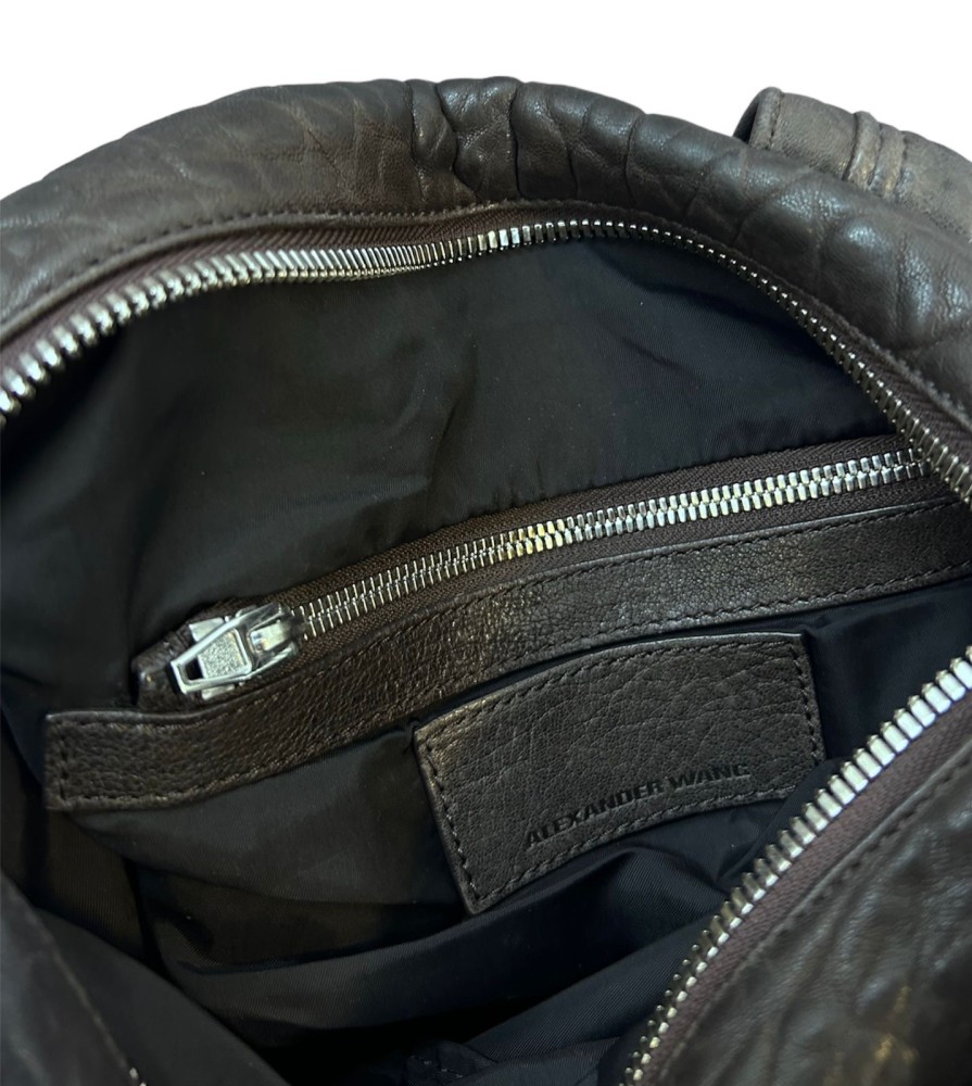 Alexander Wang Black Pebbled Leather Rocco Duffle Bag