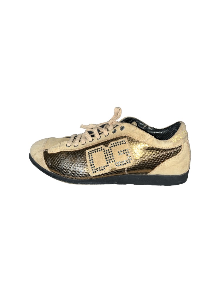 Dolce Gabbana Leather Gold Sneakers Trainers size :39