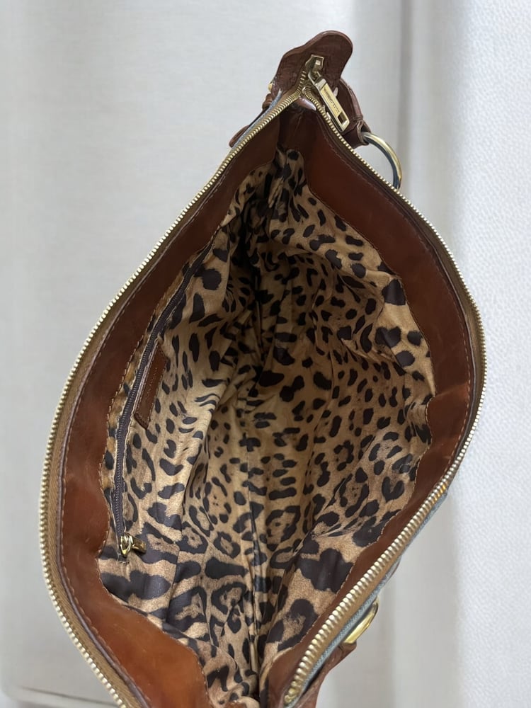 Dolce and Gabbana denim and Brown Leather Handbag