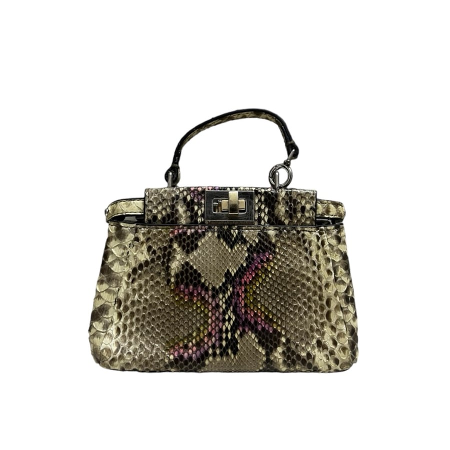 Fendi Python Leather Mini Peekaboo Top Handle Bag