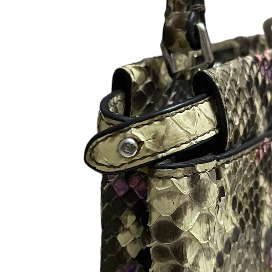Fendi Python Leather Mini Peekaboo Top Handle Bag