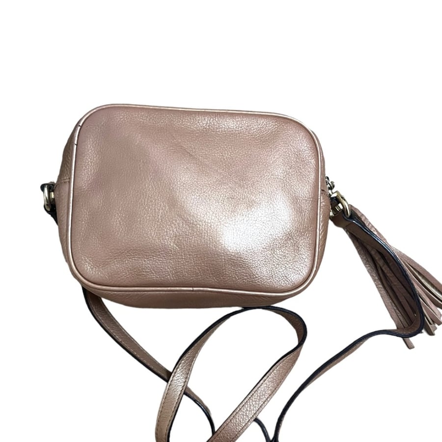 Gucci Metallic Beige Leather Small Soho Disco Shoulder Bag