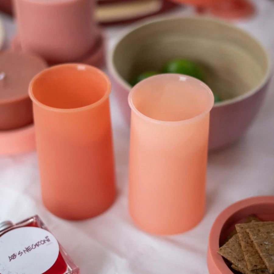 Terra Peach Stegg Unbreakable Silicone Highball Glasses