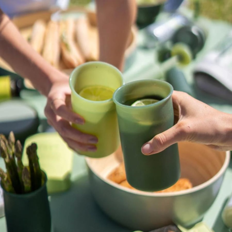 Sage Olive Stegg Unbreakable Silicone Highball Glasses