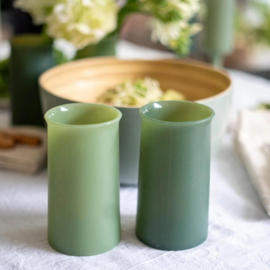 Sage Olive Stegg Unbreakable Silicone Highball Glasses