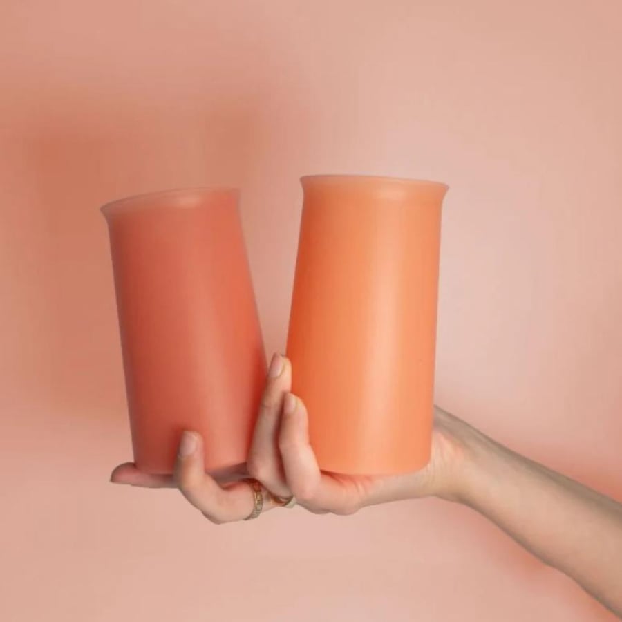 Terra Peach Stegg Unbreakable Silicone Highball Glasses