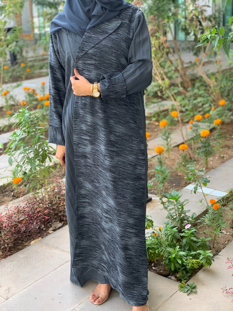 Linen abaya broken and feather#003